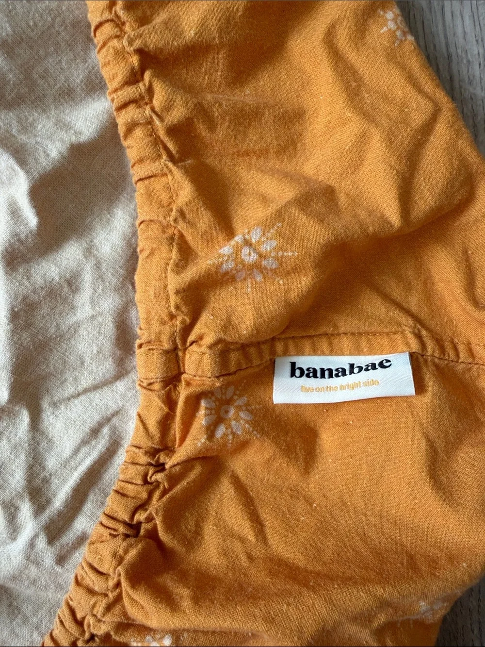 Banabae AU baby bassinet sheet. Sunshine Orange Floral hemp Cotton